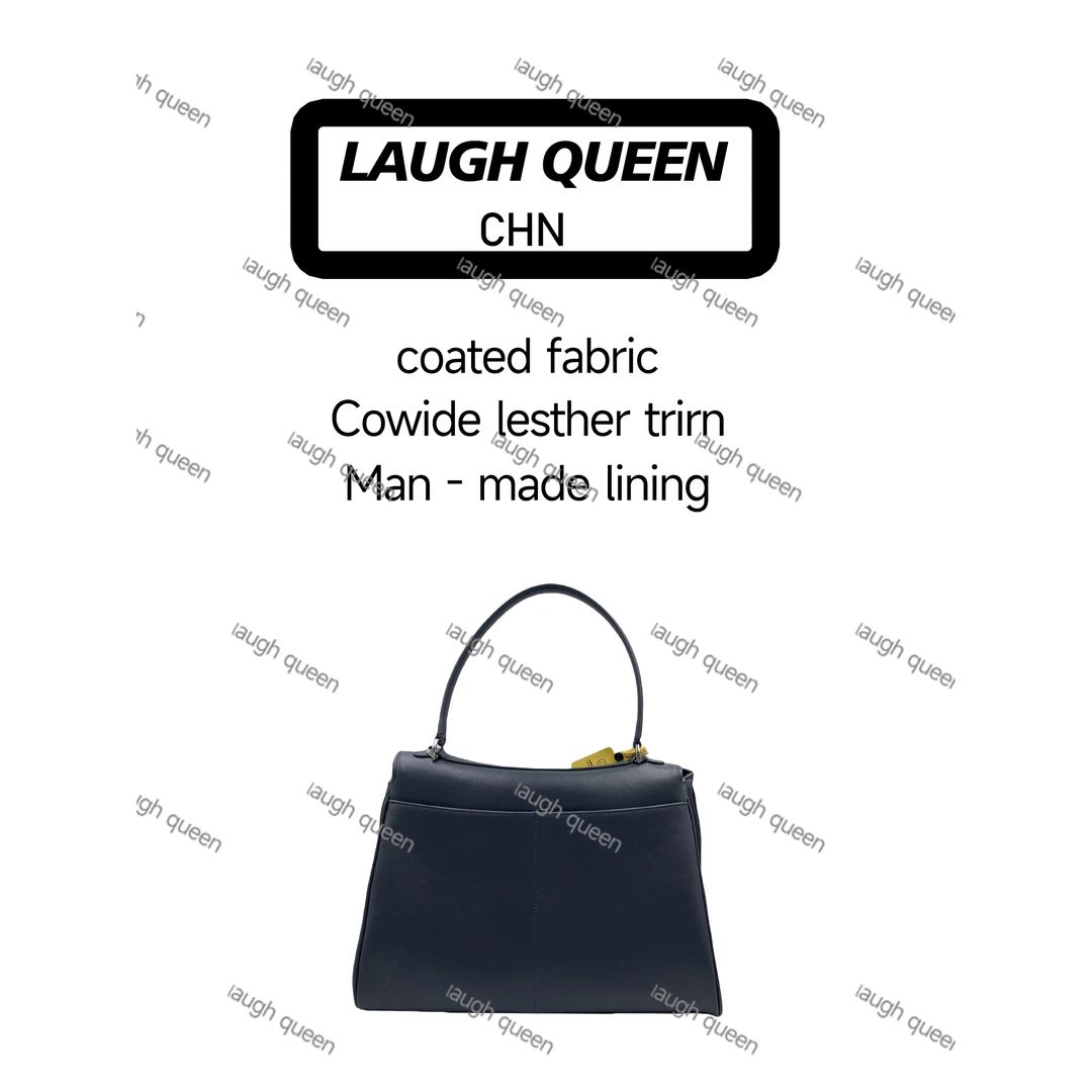 Laugh Queen手工打造真皮女士新款包10519-1黑色 八托特 银扣35cm