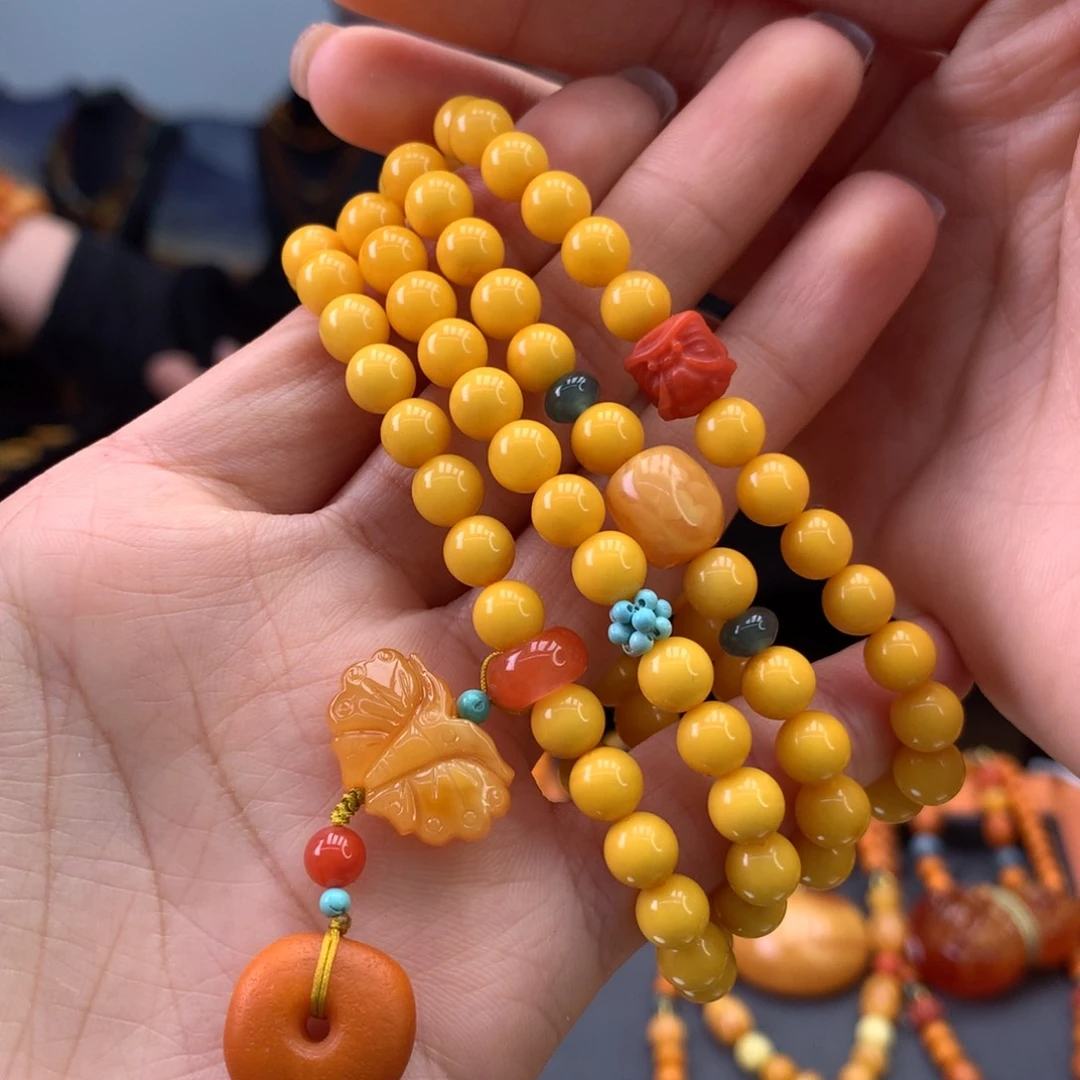 蜜蜡手串未镶嵌天然