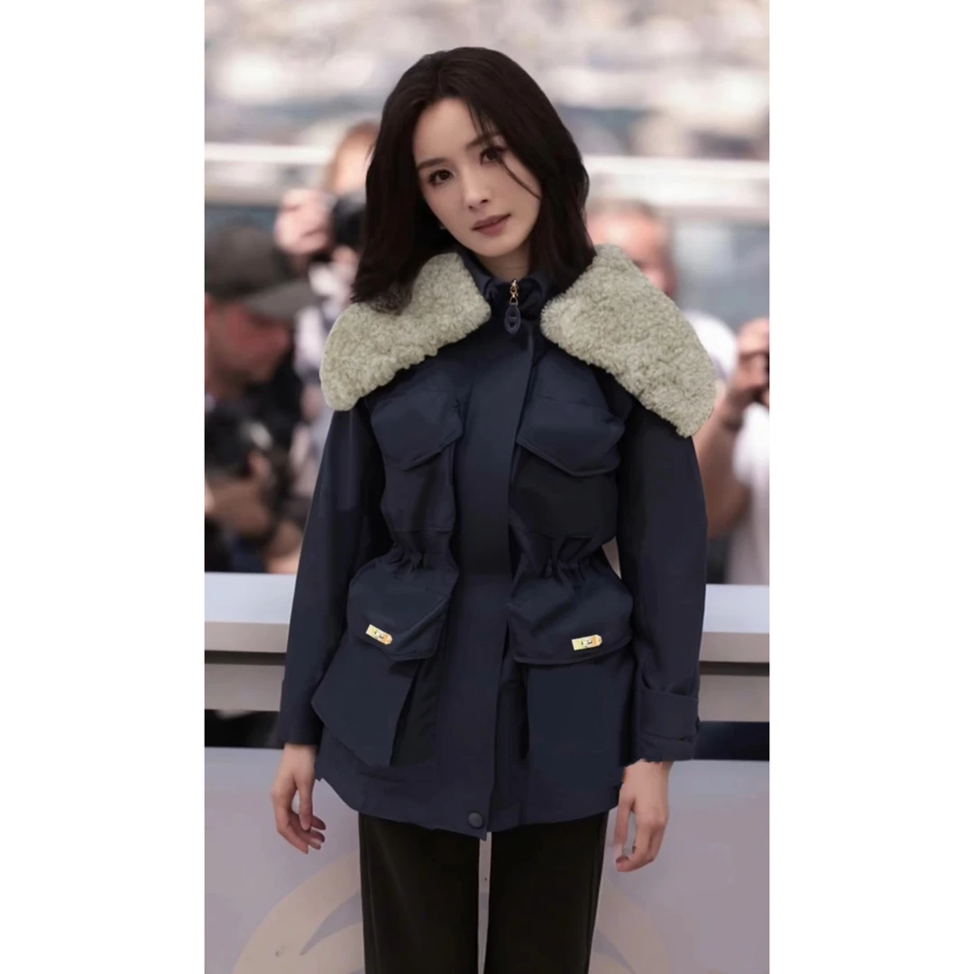 【杨幂同款】 60151 H二合一皮皮一体外套女排骨女款