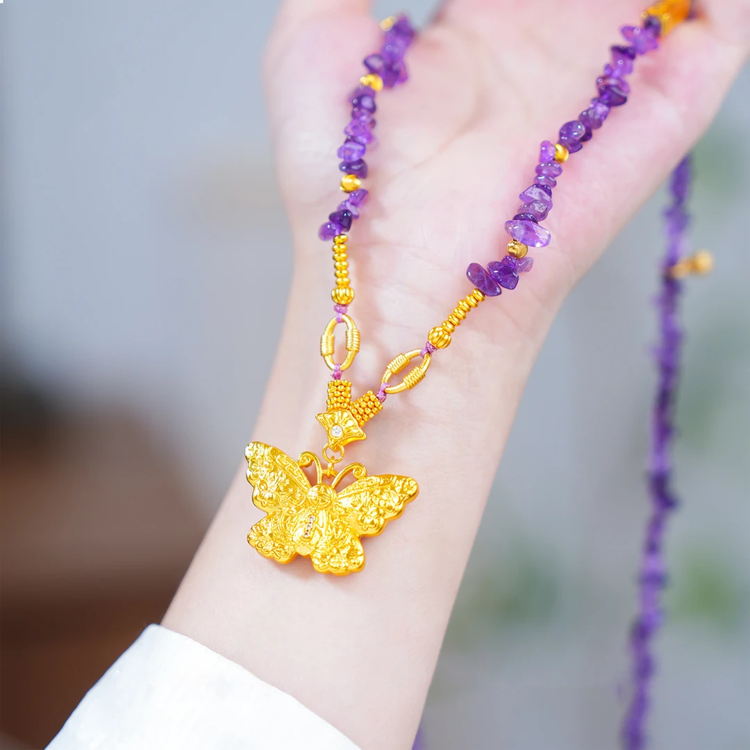 花丝福蝶毛衣链女款2025年新款爆款轻奢小众高级感diy手珠宝首饰