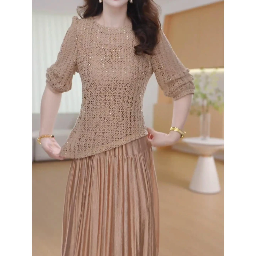 2025秋季新款高端精致小香风腰带宽松时尚套装修身显瘦裙装两件套