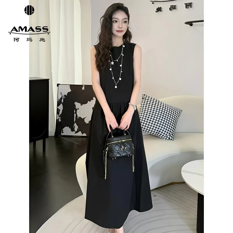 AMASS/阿玛施新款时装夏季高级显瘦背心裙时尚气质小黑裙女550023