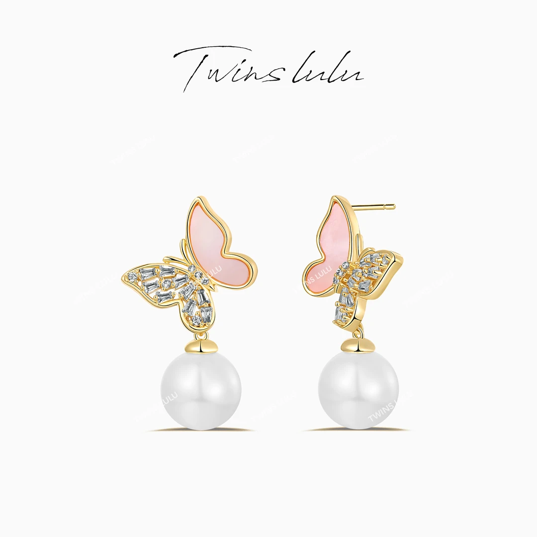TWINS LULU流光风秋上新 轻奢优雅气质精致蝴蝶珠珠耳环TSL1900