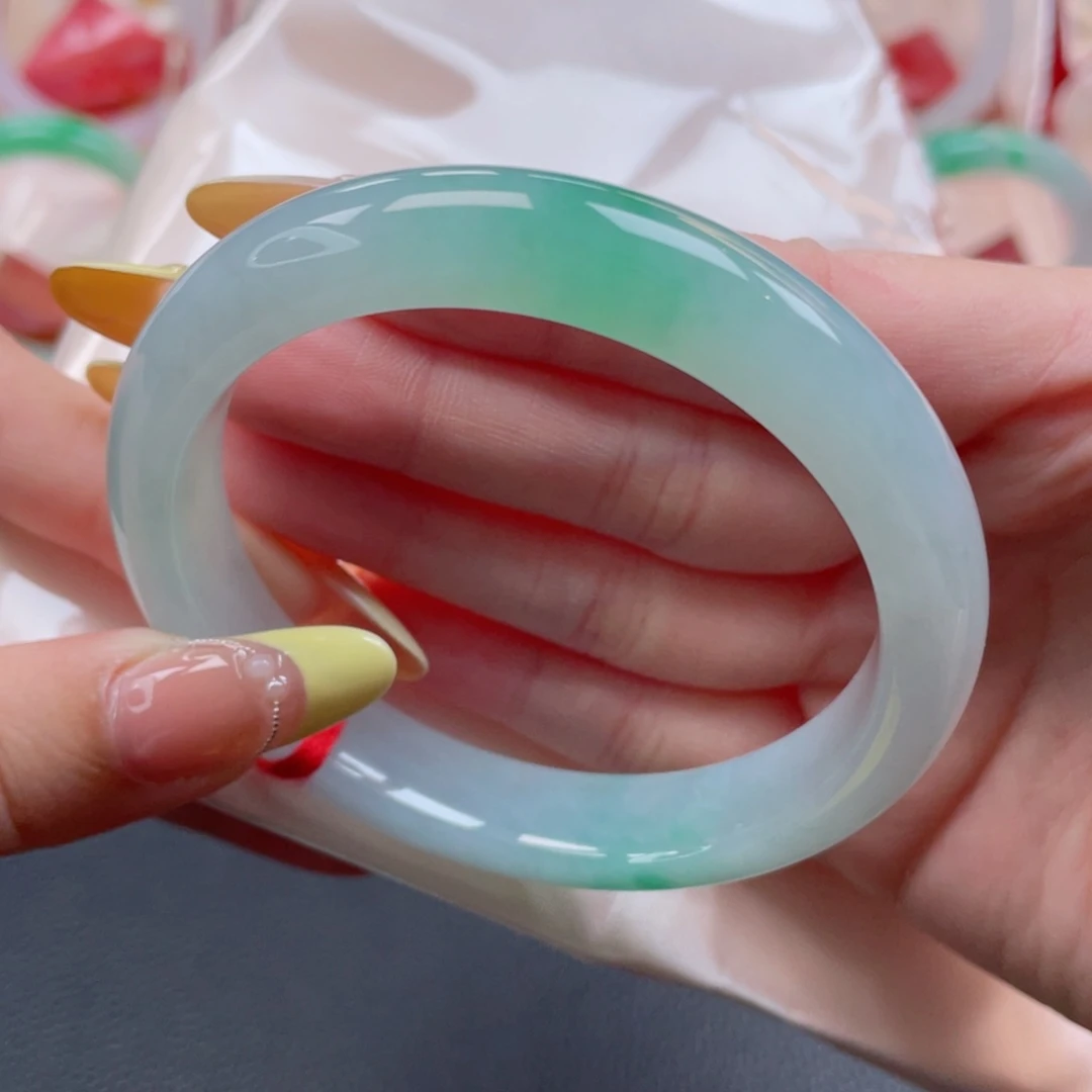 未镶嵌手镯翡翠59.8双耳挂翠一生富贵 寓意感十足46号