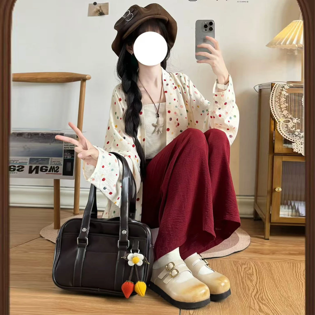 轻衫行汉服宋制飞机袖天丝吊带阔腿裤日常通勤百搭改良套装春夏秋