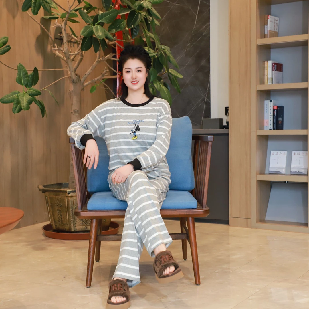 秋冬睡衣家居服套装集合链接大码宽松遮肉显瘦洋气豹纹春秋时尚