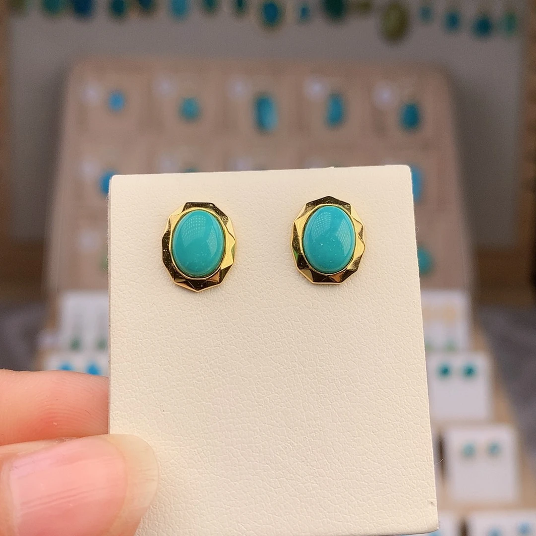 绿松石未镶嵌耳饰