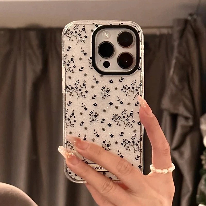 韩系ins闪粉碎花适用iPhone16promax苹果15手机壳11/14小众13女12