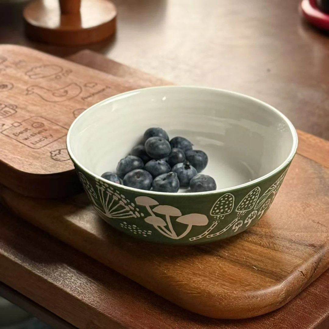 w271 ins风陶瓷碗6英寸浮雕矮碗 微瑕 凑满20发货