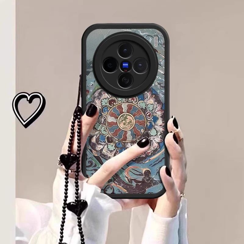 敦煌莲花适用vivox200ultra手机壳s20pro防摔全包x90小羊皮带手链