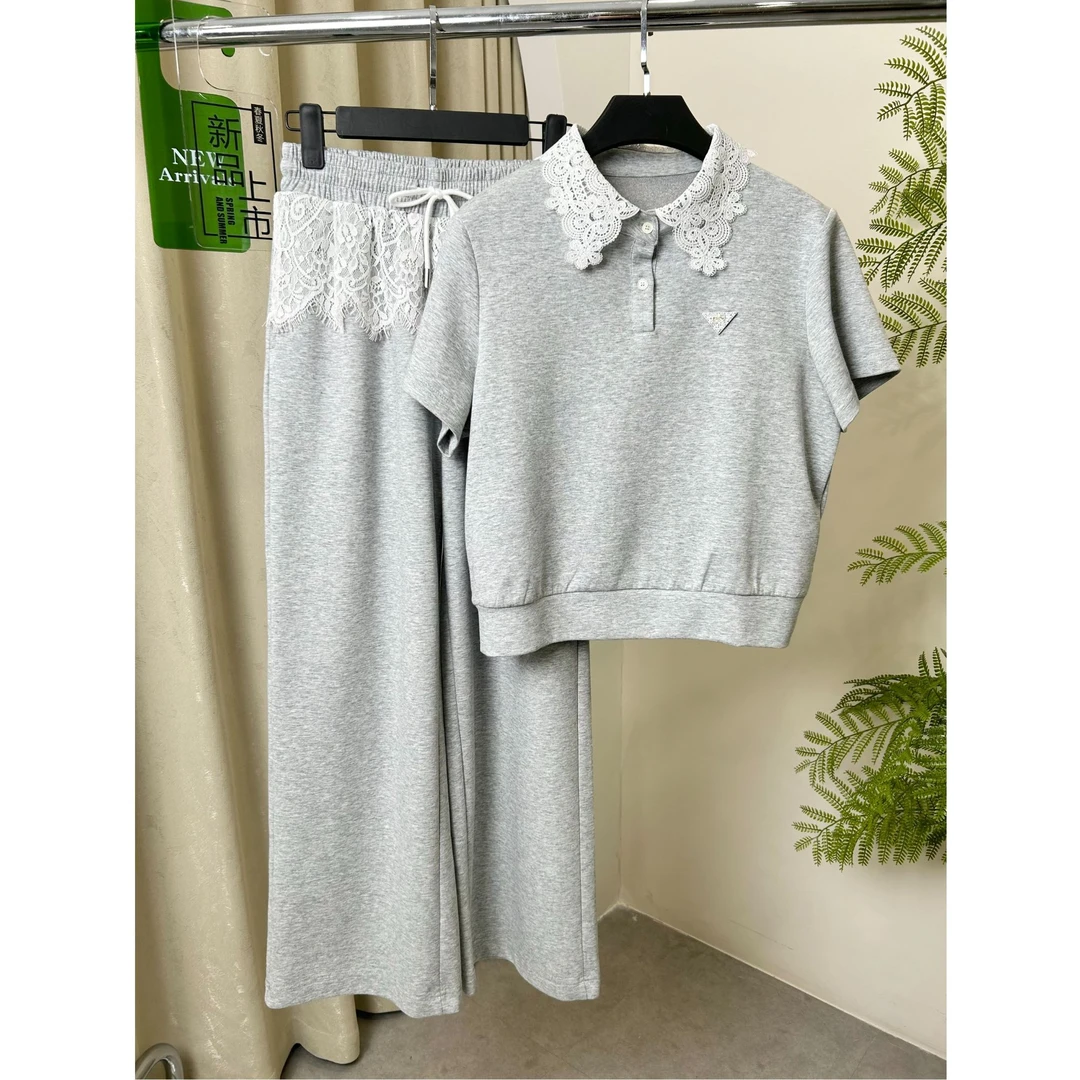 时尚洋气设计感拼接蕾丝显瘦套装3015752+3015852