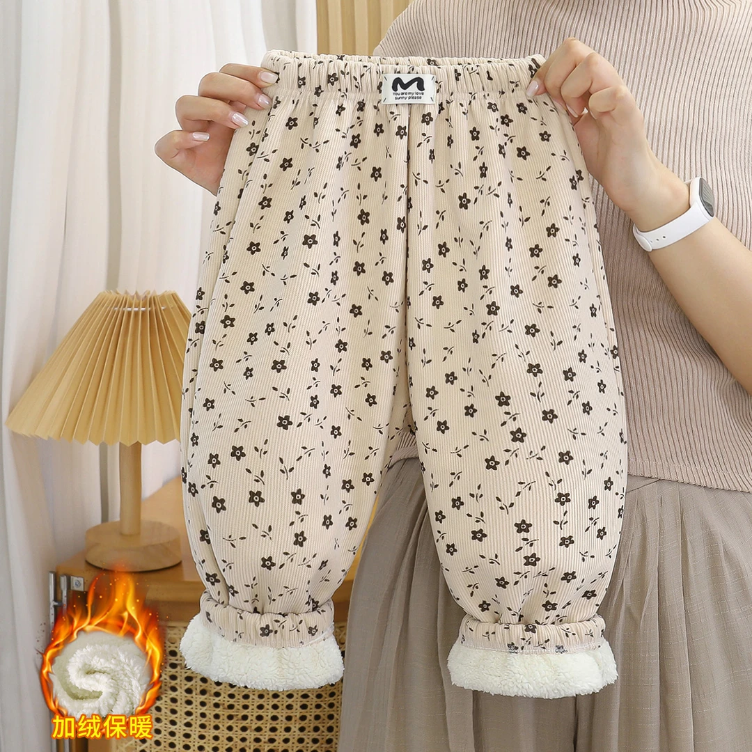 2025秋冬款女童韩系加绒加厚裤子男宝女宝百搭休闲裤潮童