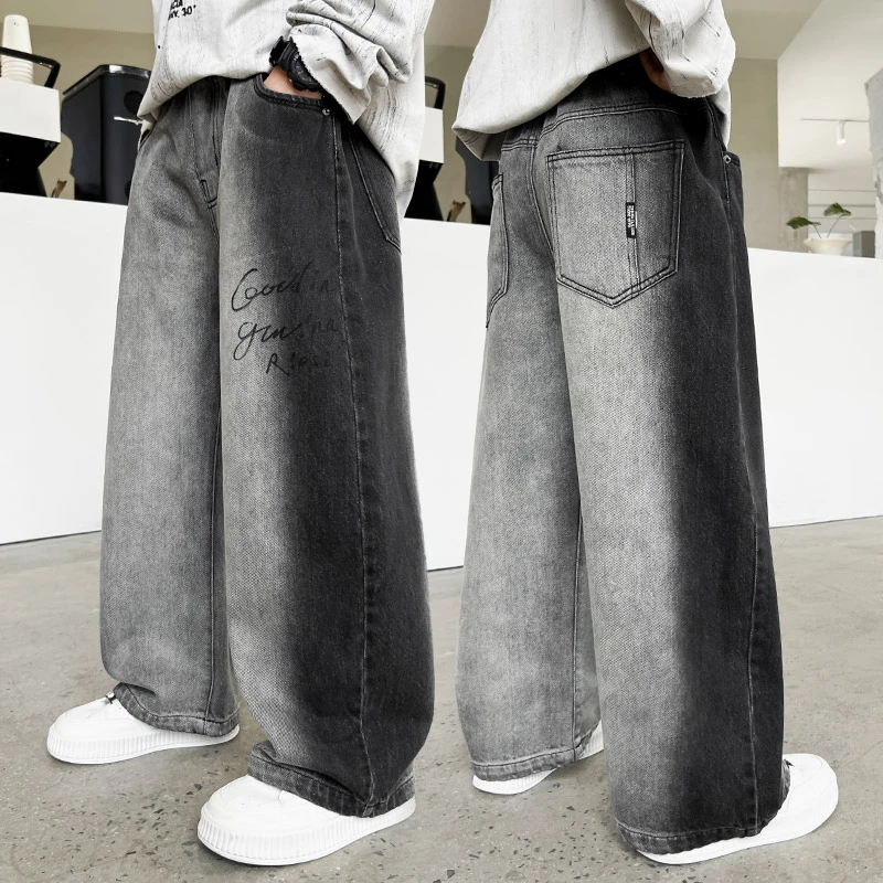 儿童牛仔裤春秋新款男童裤子洋气宽松休闲中大童2025春季宽松阔腿