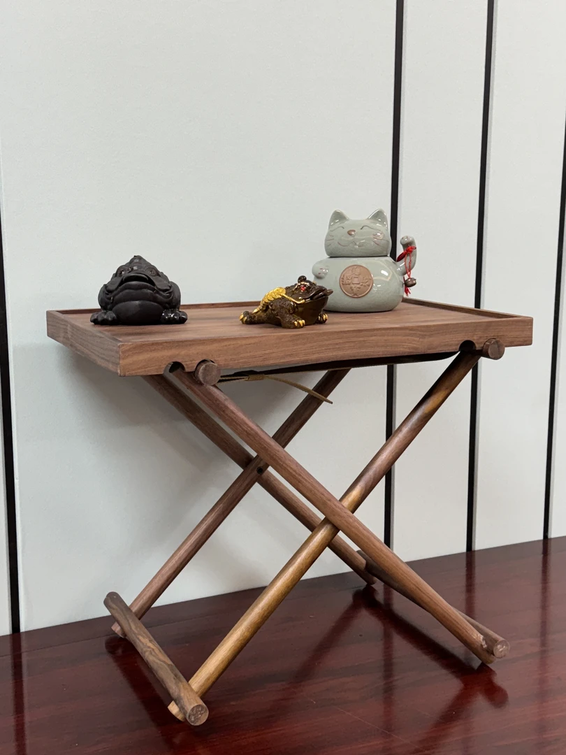 北美黑胡桃实木可折叠简约沙发角几室外室内可用中古风边几托盘桌