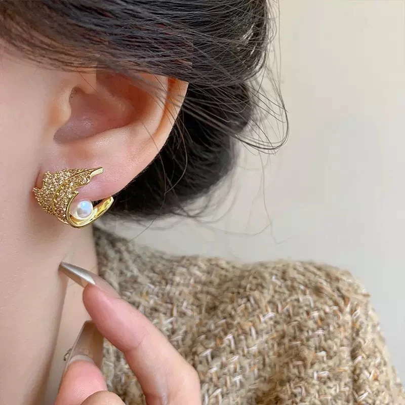 铜合金仿珍珠耳饰 气质轻奢时尚百搭法式小众简约个性6266