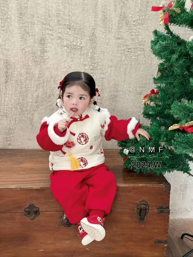 尼米坊新年款国风套装加绒可爱中国风冬款
