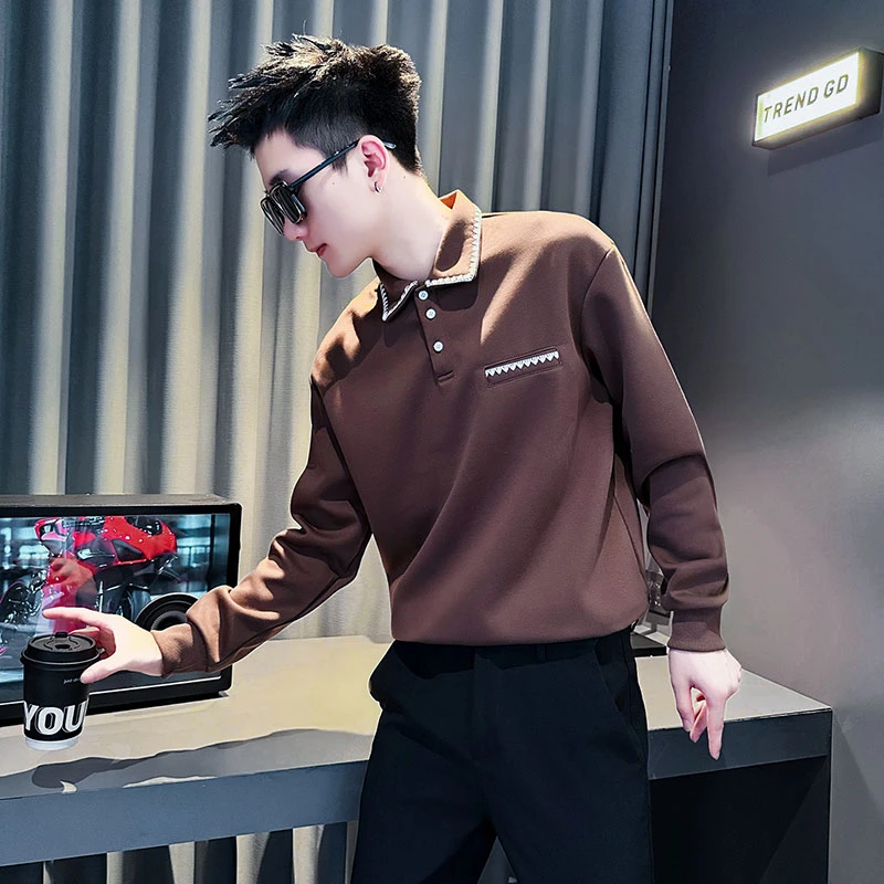 POLO领卫衣男士春秋季长袖内搭翻领t恤2025新款休闲男装痞帅上衣