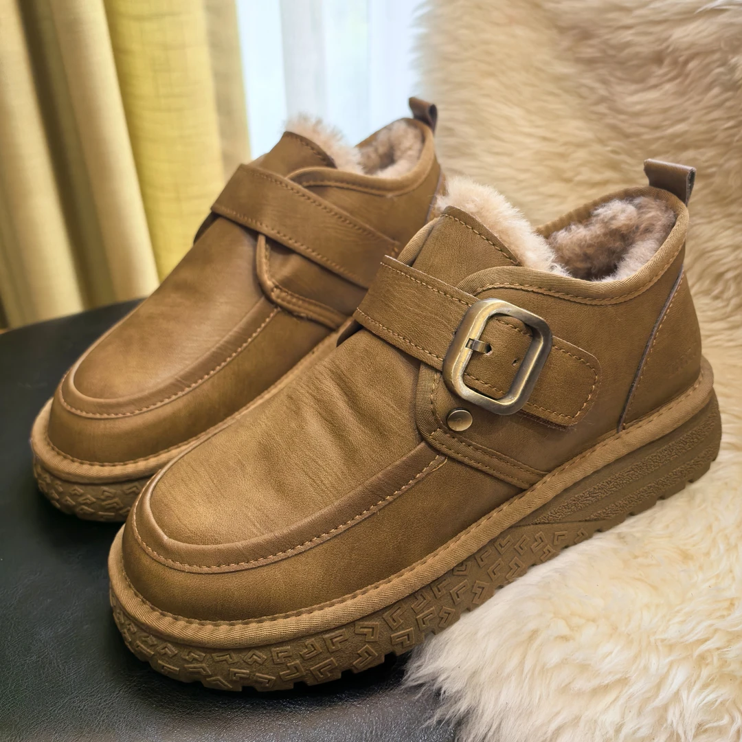 真皮男士保暖雪地靴羊毛内里东北大棉鞋加绒加厚时尚雪地靴N8816