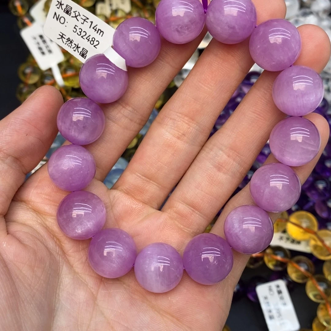 手串锂辉石未镶嵌3紫锂辉14mm