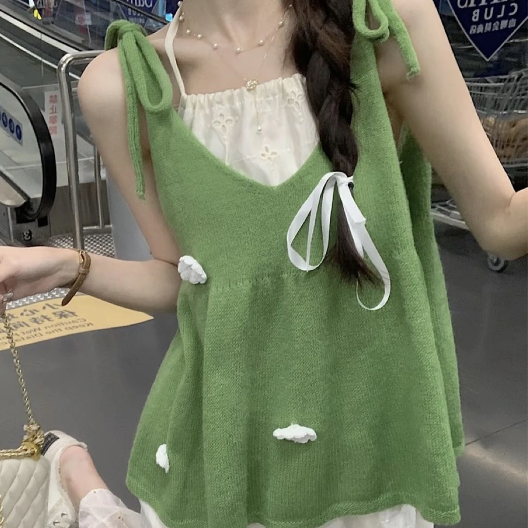 秋季甜美宽松显瘦针织女背心吊带可叠穿（直播链接）