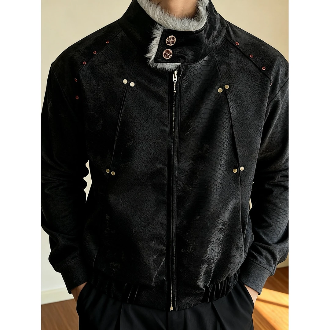 美式高级感重磅雪地银狐仿狼毛座山雕外套男冬季加厚加绒夹克棉服