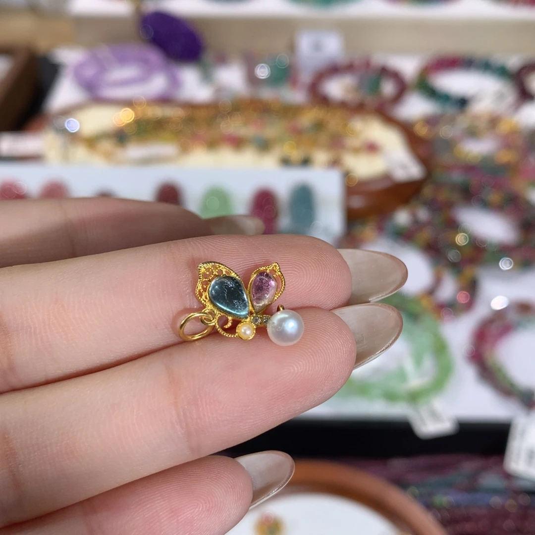 手串手链银S925镶嵌碧玺