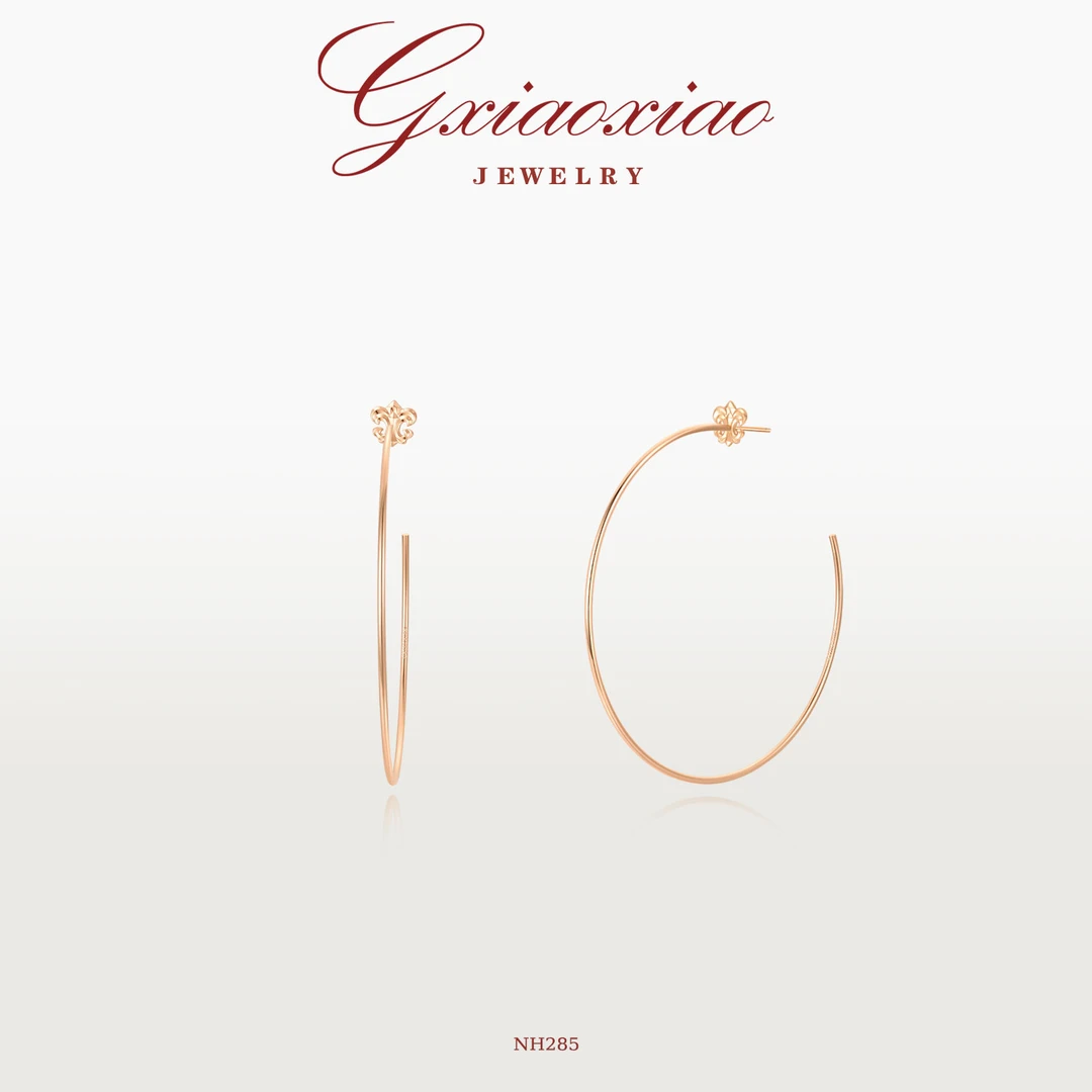 铜合金耳饰 轻奢气质高级CNC鸢尾花大C圈耳环 NH284 NH285