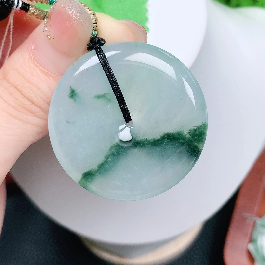 翡翠未镶嵌颈饰平安38.1-5.6