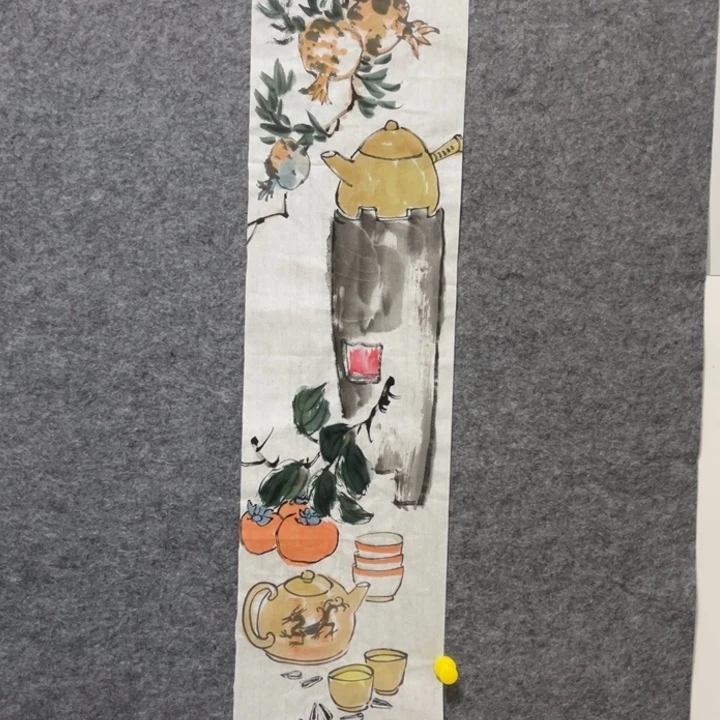 竖款大鱼书画艺术作品三尺对裁