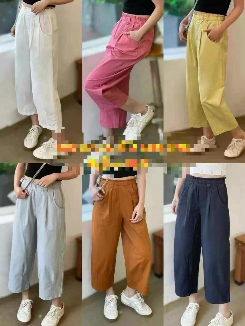 9930花苞腰围纯色春夏季休闲裤运动宽松裤