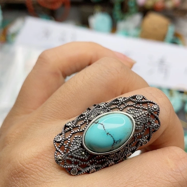 绿松石珠宝奇石银S925镶嵌