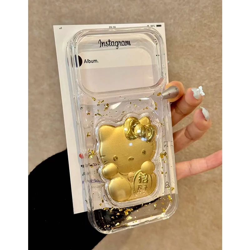 雅天立可爱滴胶招财KT猫适用苹果17/15手机壳iPhone16promax/13套