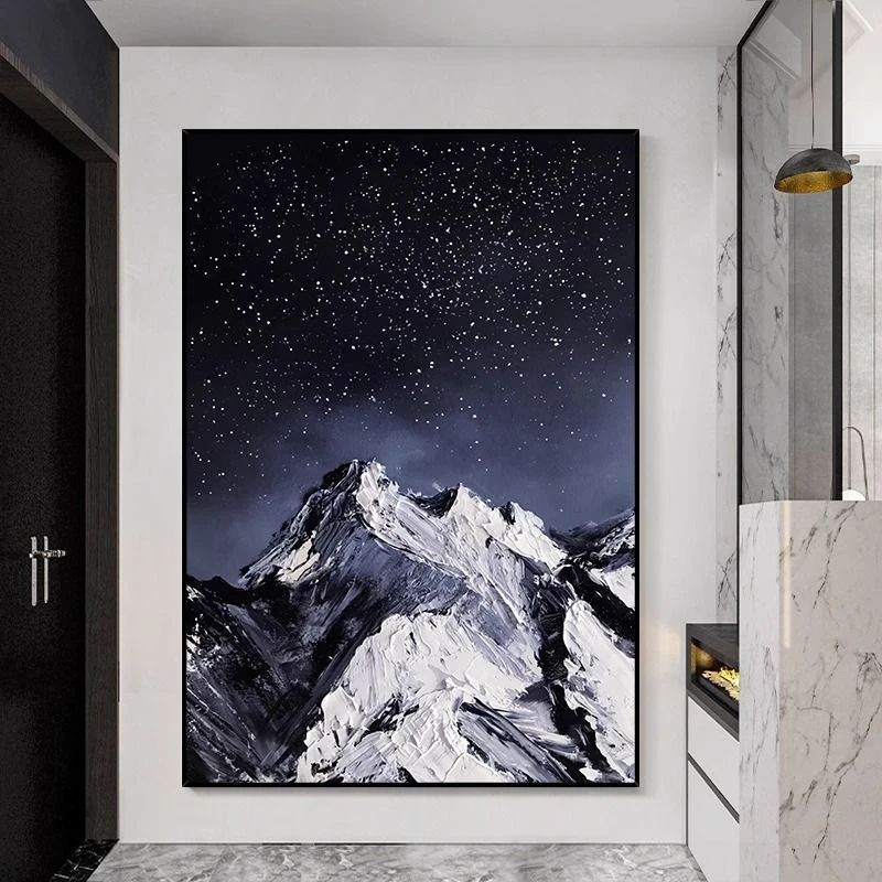 【山河星空】砂岩材质客厅装饰画法式玄关高级感走廊挂画客餐厅壁画