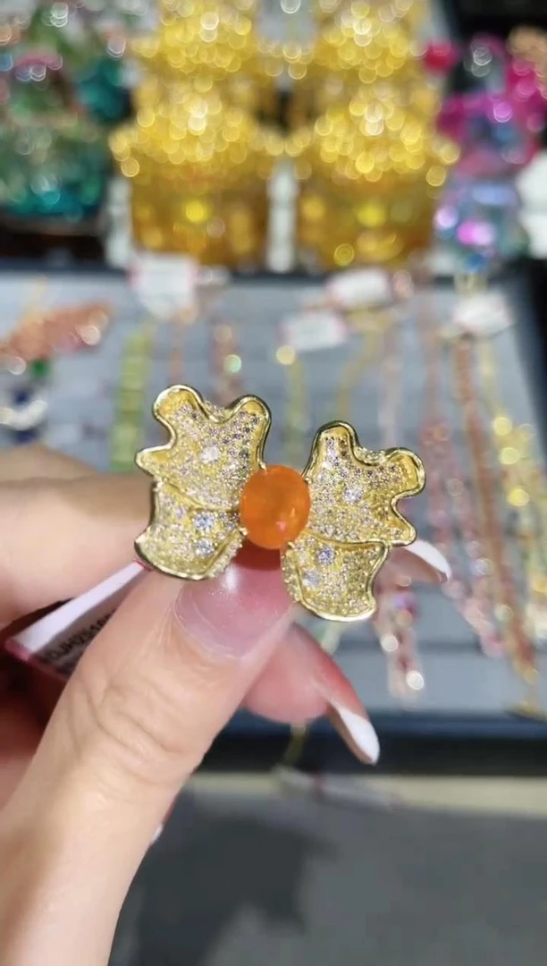 S925银镶嵌芬达石戒指