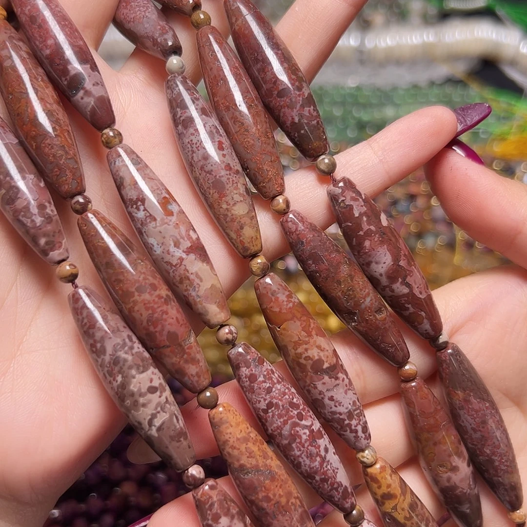 玛瑙/玉髓足银镶嵌珠宝半成品T264黑金豹影天珠39.3*9.5mm