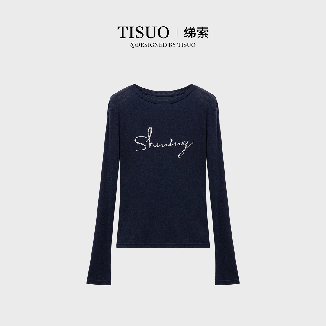 美式字母串珠打底面膜T恤TS552532