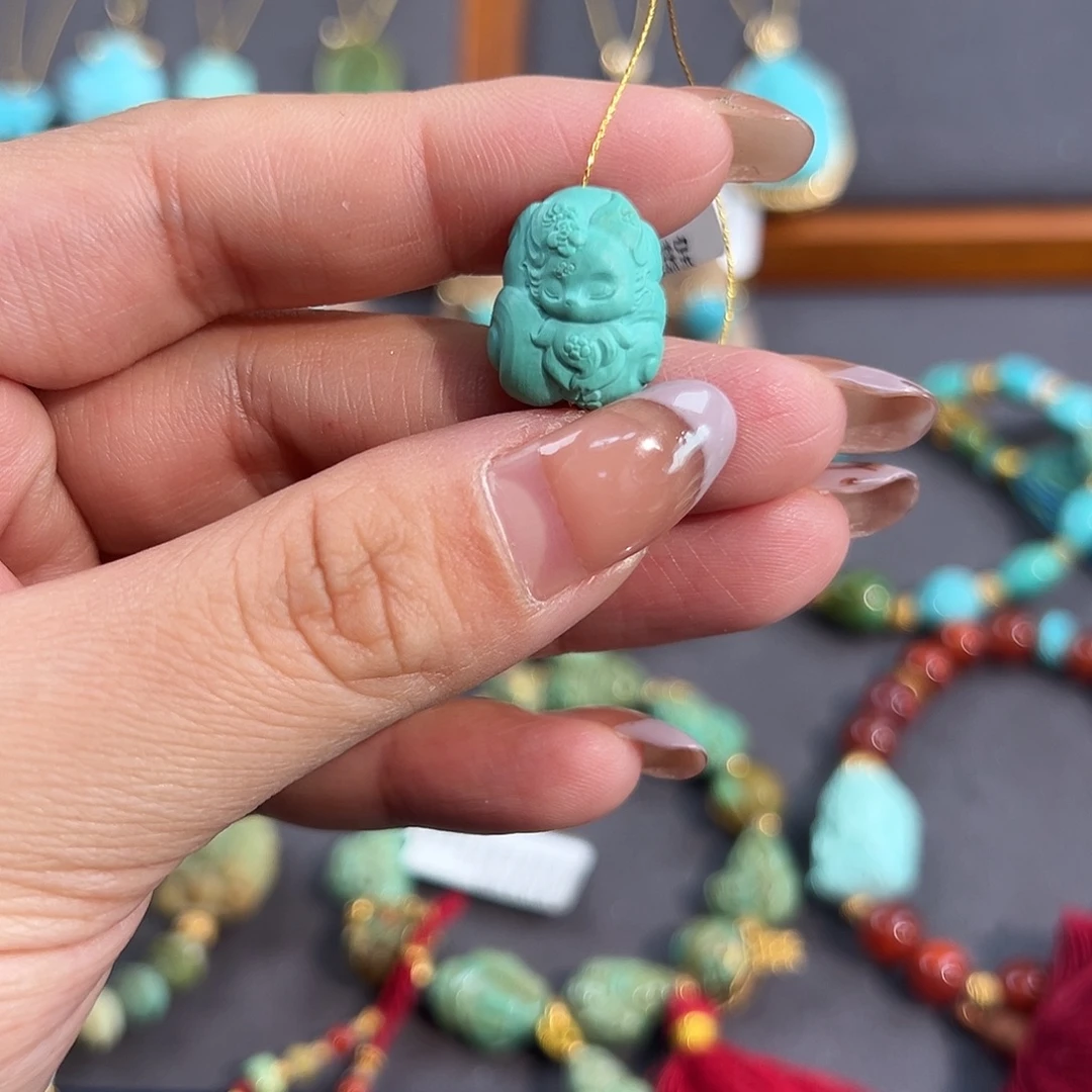 绿松石未镶嵌把件凤九配饰