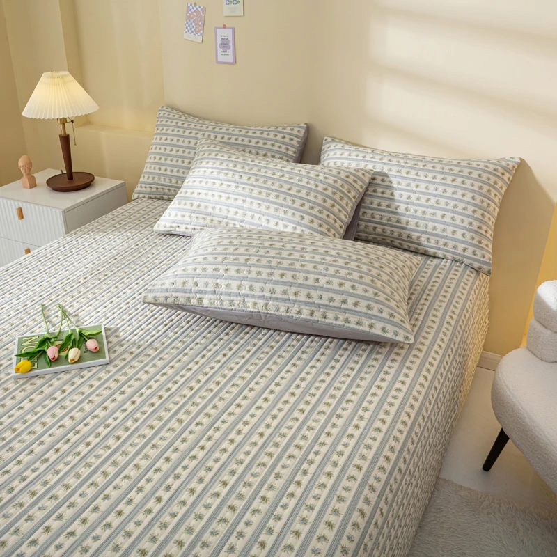 纯棉防滑床盖三件套