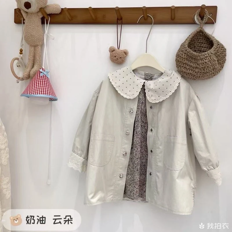 百搭女童英伦风两面穿纯棉风衣外套➕娃娃领打底