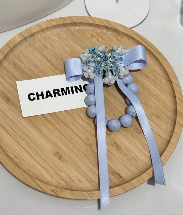 220-15浅蓝色雪花链链发夹