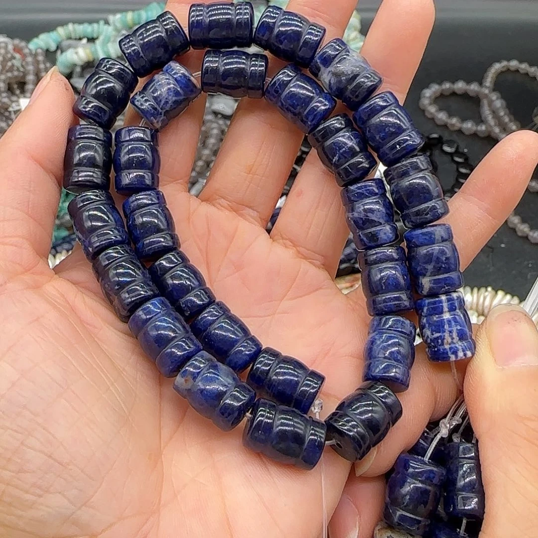 玛瑙/玉髓合金珠宝半成品蓝纹石10mm一条