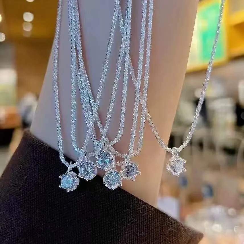 铜合金锆石项链 满天星波光粼粼项链锆石气质项链
