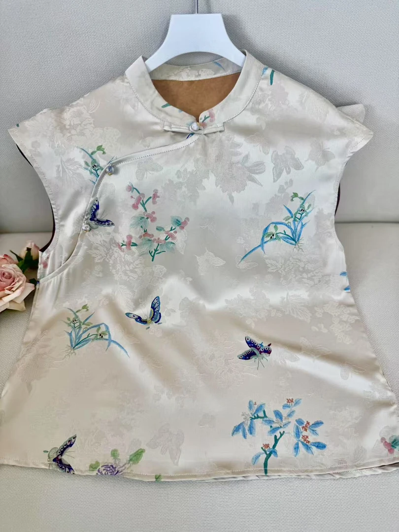 （兰栀）国风新中式斜襟款时尚夏季气质短袖上衣