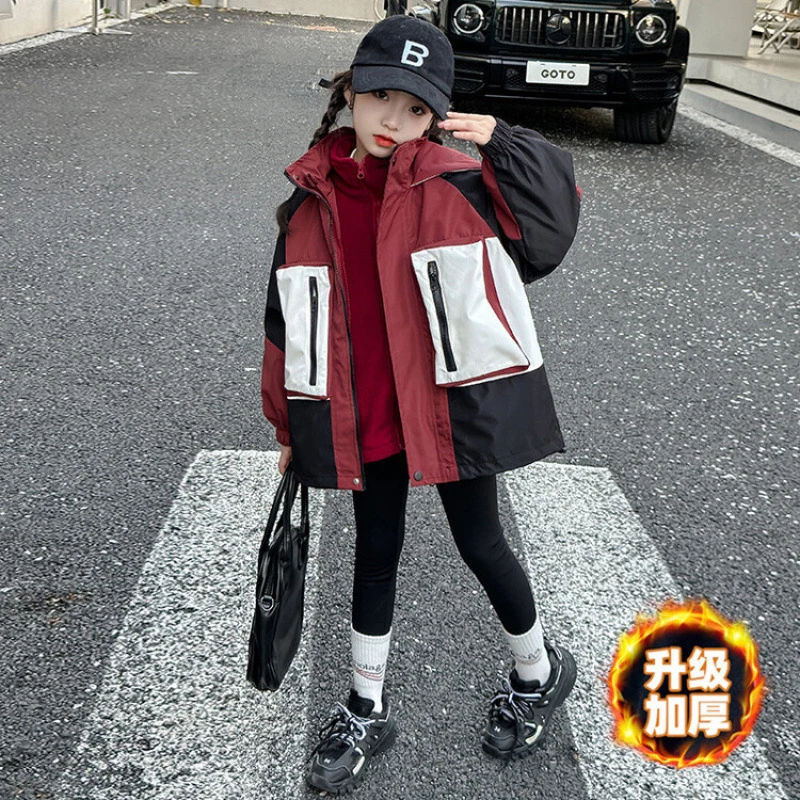 女童秋冬款三合一冲锋衣可拆卸2025新款儿童女大童冬季加厚外套潮