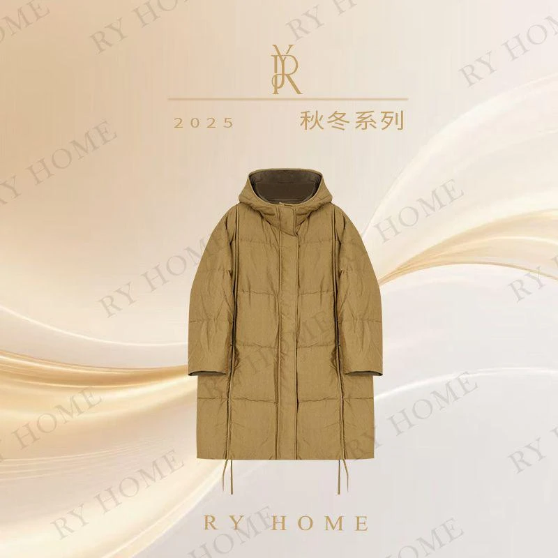 【容雨RYHOME】桑蚕丝＋绵羊毛高定90白鹅绒苎麻保暖鹅绒服254YF1446