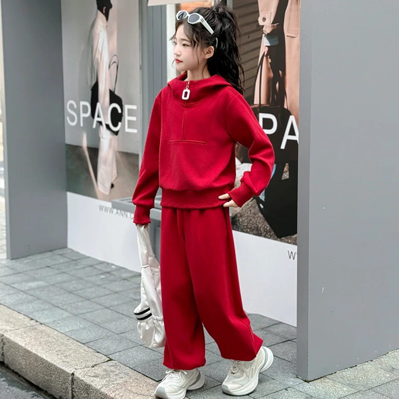 女童运动服套装2025新款洋气时髦韩系儿童运动休闲外套裤子两件套