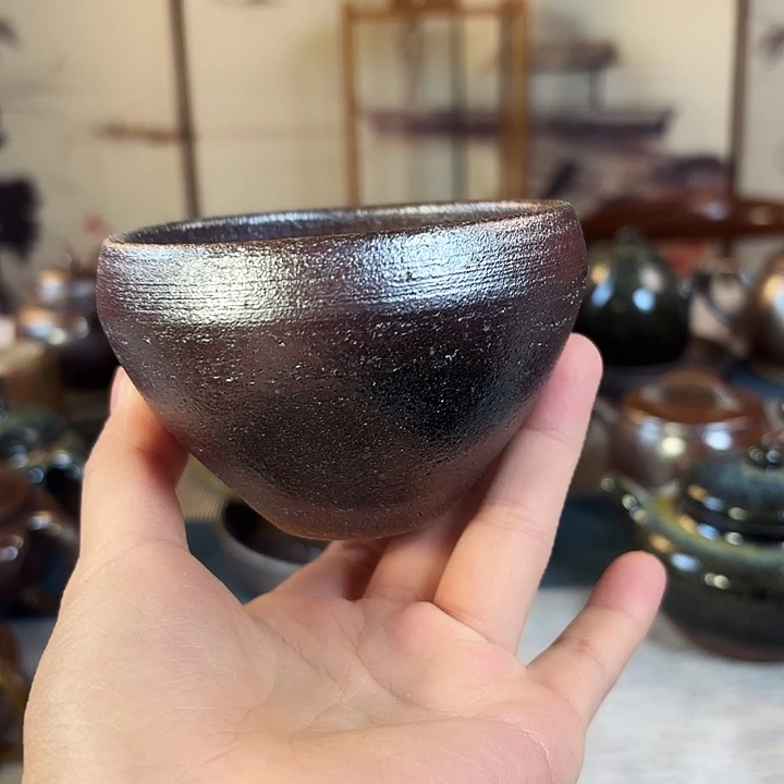 壶柴烧紫砂杯盏杯