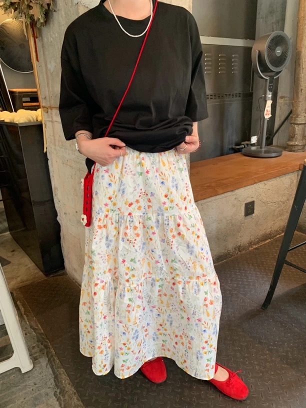 法式碎花半身裙女春夏新款小清新高腰显瘦a字裙设计感小众#7122