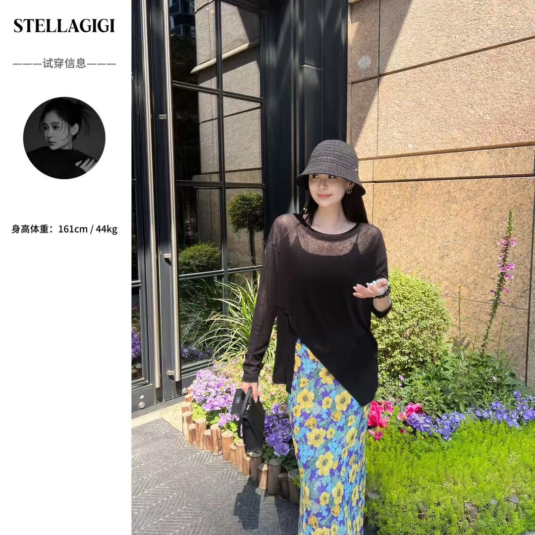 SG / 郭幂幂 SS 薄款防晒衫！不规则开叉长袖上衣T-20250241