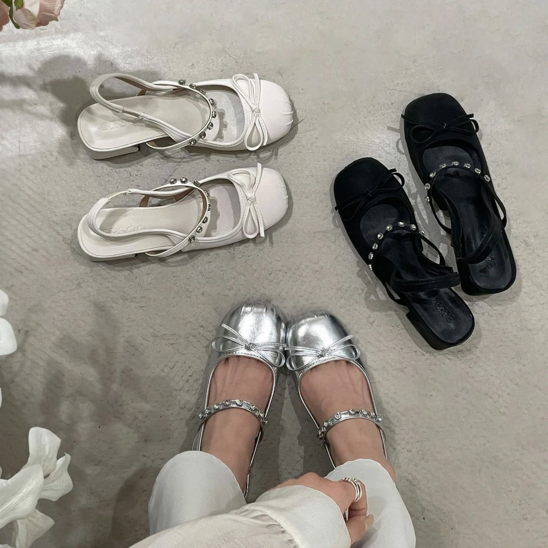 南在南方黑色复古粗高跟包头凉鞋女款2025新款春秋外穿高级感凉鞋